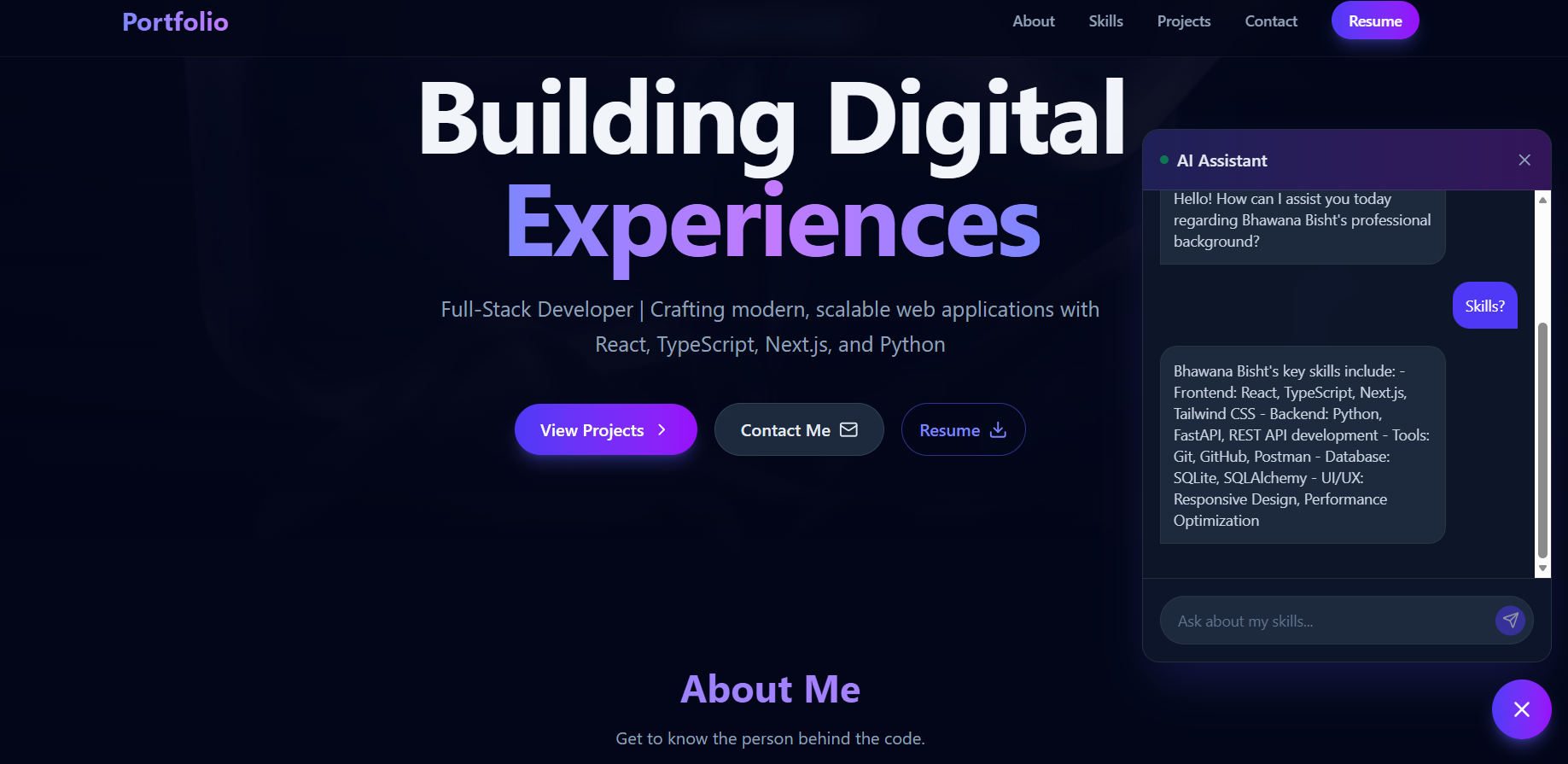 AI POrtfolio Web Page